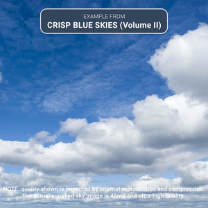 Blue sky with white clouds and text overlay